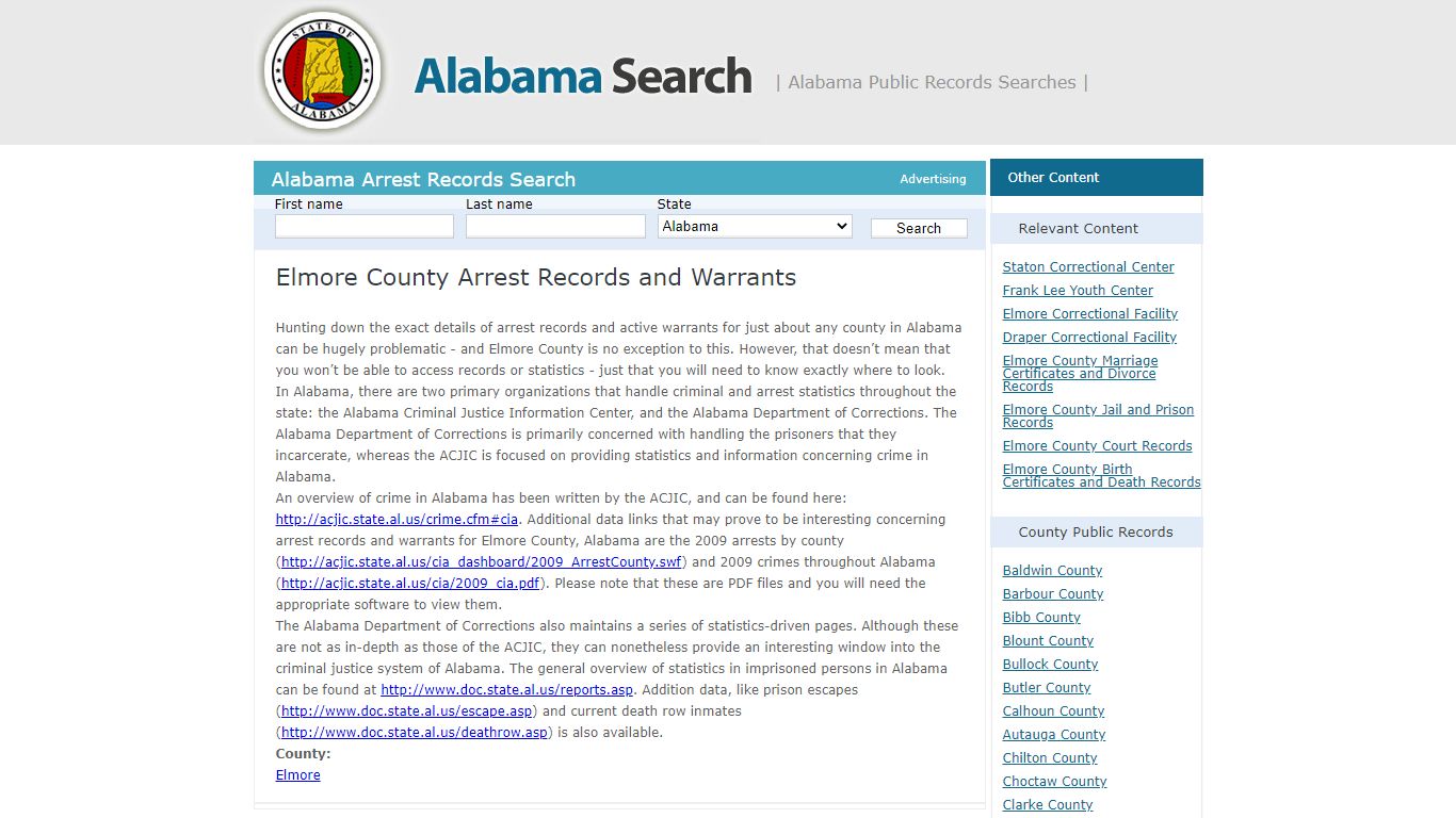 Elmore County Arrest Records and Warrants | Alabama - AL Search